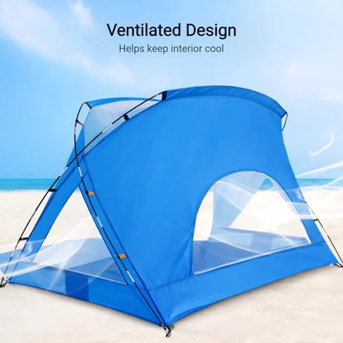 Portable Beach Tent for 1-2 Persons - UPF 50+ UV Protection, Blue