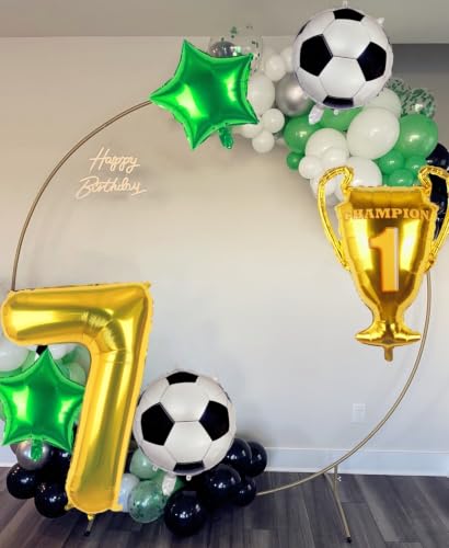 Soccer Balloons 7th Birthday Party Decorations - Gold 7