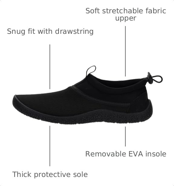 Water Shoes for Men & Women - Lightweight, Foldable, All Black