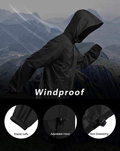 Outdoor Ventures Men's Rain Jacket Waterproof Lightweight Packable