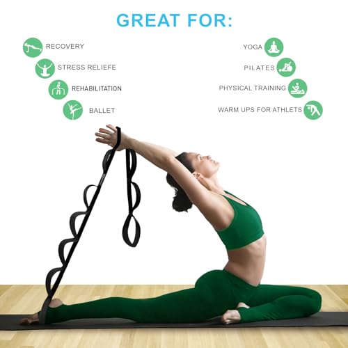 Premium Multi-Loop Stretching Strap for Yoga & Physical Therapy - Black