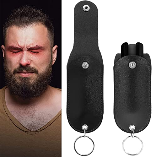 Pepper Spray Pouch - Mini PU Leather Holster with Keychain