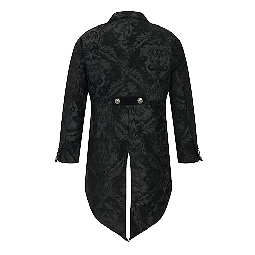 Mens Vintage Tailcoat Jacket Gothic Victorian Frock Coat - Black 4X-Large