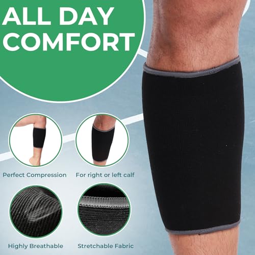 Calf Compression Sleeve - Medium Black Support for Shin Splints