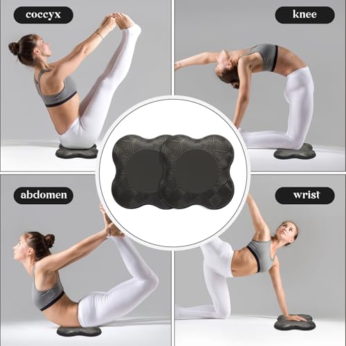 Extra Thick Yoga Knee & Elbow Cushions - 2 Packs - Black