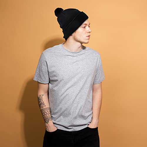 Winter Pom Beanie Hat Set - Red & Black Knit Caps for Men & Women