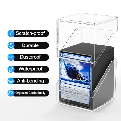 Card Deck Storage Box with 100 Card Sleeves - Black