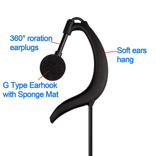 Retevis 2-Pin Earpiece PTT for H777 RT21 RT22 RT68 RT15 (G Type, Adjustable Length)