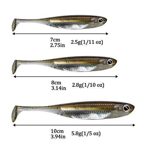 Soft Plastic Swimbait Paddle Tail Lure - 2.75in, 6Pcs