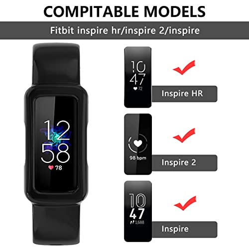 Clear Wristband with Protective Case for Fitbit Inspire 2 - Full Black