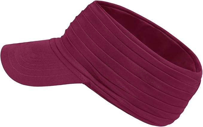 Wide Brim Visor Hat for UV Protection - One Size, Wine Red