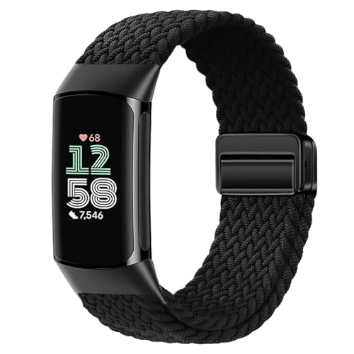 Braided Silicone Band for Fitbit Charge 6/5 - A-Black
