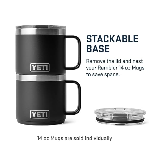 YETI Rambler 14 oz Stackable Mug - Vacuum Insulated Stainless Steel, Black