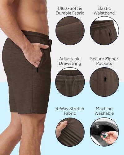 Pure Champ Athletic Shorts for Men 3 Pack 8" Gym Shorts with Zipper Pockets, Size S-3XL, Variation: Set5 / Medium