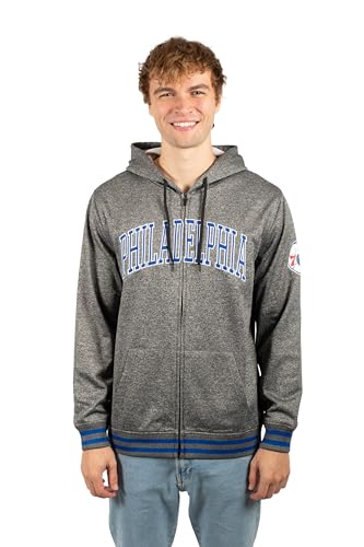 Philadelphia 76ers NBA Men's Full Zip Hoodie Sweatshirt - 3X-Large Heather Charcoal