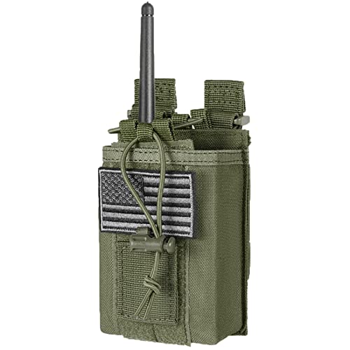FRTKK Army Green Tactical Radio Holder, Molle Radio Pouch for Two-Way Radios
