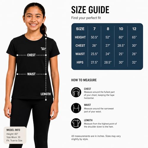 Girls Performance Short Sleeve Athletic Crewneck T-Shirt - Black, Size 7