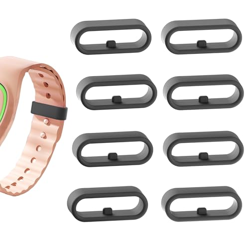Silicone Security Loop Fasteners for Wristbands - 8 Pack, Black
