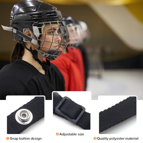 Hockey Helmet Chin Strap with Stainless Steel Snap & Ear Loops Replacement Parts