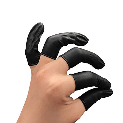 150pcs Disposable Latex Finger Cots - Black 65x25mm