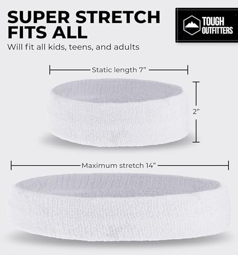Terry Cloth Sweat-Wicking Headband for Sports & Fitness - White