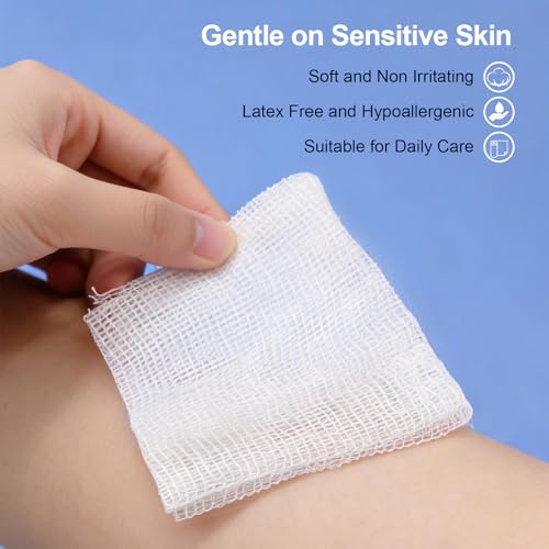 2" x 2" Woven Gauze Sponges - 200 Count, 8-Ply Non-Sterile Pads