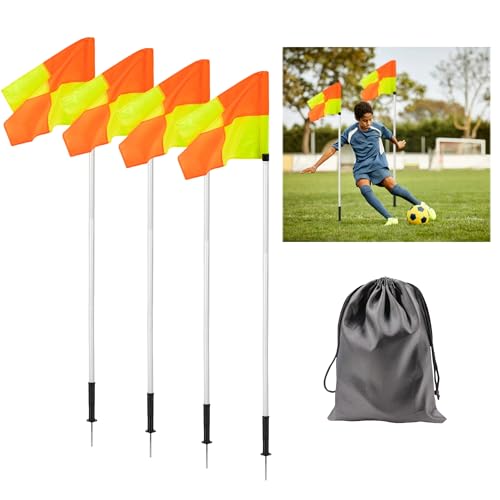 5FT Soccer Corner Flags Set of 4 - Spring Loaded Agility Poles