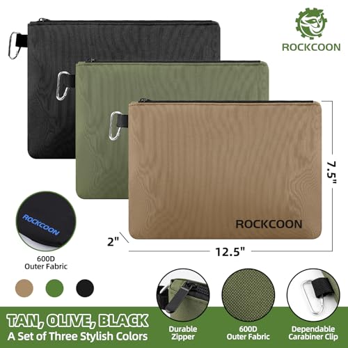 3 Pack Zipper Pouch, Multipurpose Zippers Pouches for Organizing, Durable & Waterproof Premium Small Tool Bag with Liner Pocket