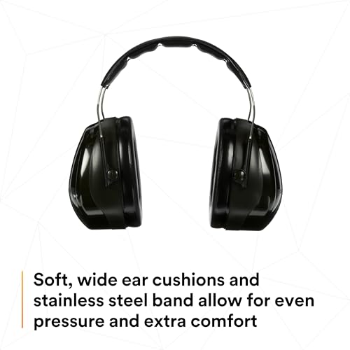 3M PELTOR Hearing Protection Optime 101 Earmuffs, Over the Head, H7A, 27 dB NRR, Adjustable Earcups, E-A-Rfit Compatible, Stainless Steel, Pack of 1, Black/Red