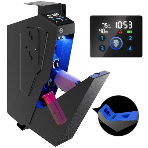 Biometric Bedside Gun Safe with Quick Access - Black