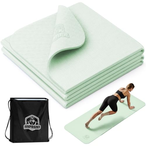 Foldable Non-Slip Yoga Mat - 72"x24" - Green, Eco-Friendly TPE