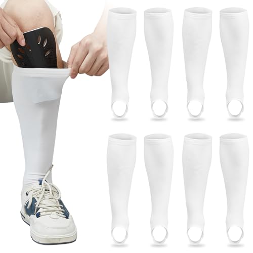 Unisex White Field Hockey Shin Guard Sleeves - 3 Pairs, Breathable & Durable