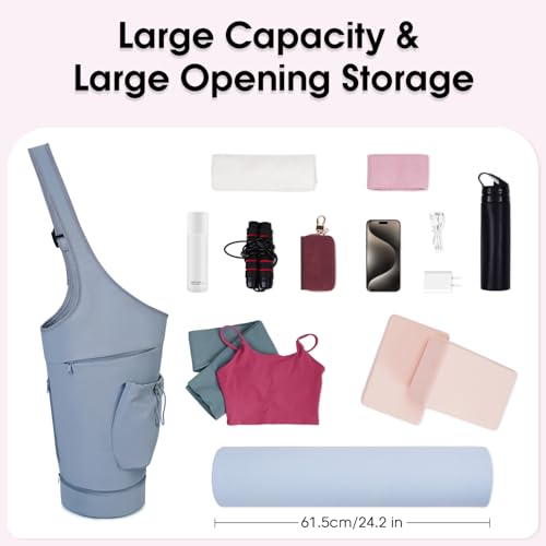 Yoga Mat Bag with Waterproof Pocket & Adjustable Strap - Blue