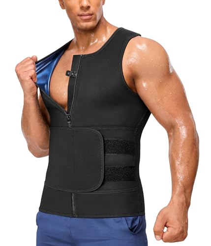Mens Sauna Suit Sweat Vest for Weight Loss - Blue, Large