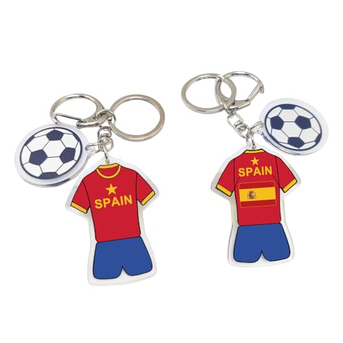 World Cup Soccer Keychain - Football Fan Souvenir Accessory - Spain (2PCS)