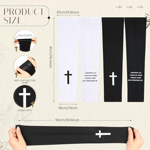 Cross Arm Sleeves for Football - 2 Pairs, White & Black