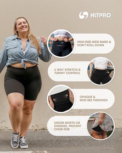 HLTPRO Plus Size Biker Shorts for Women 5 Inch 4X-Large Black Beige Grey
