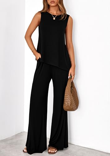 PRETTYGARDEN Women's Summer 2-Piece Lounge Set, XS-XL Black