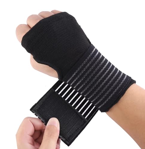 Compression Wrist Support Sleeves with Straps - Black