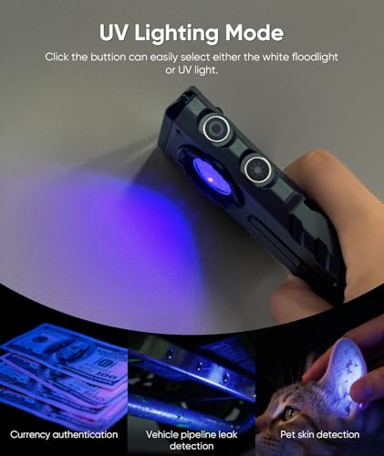 Rechargeable LED Flashlight 2000 Lumens with RGB, UV & Magnetic Base