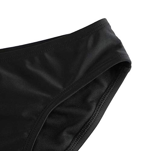 Girls One Shoulder Bikini Swimsuit - Solid Black, Size 8-10