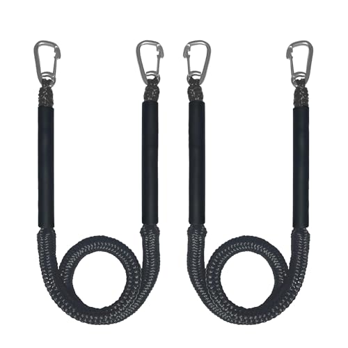 Bungee Dock Line with Double Stainless Steel Hooks, 4-6 ft, 2200lb, 2 Pack