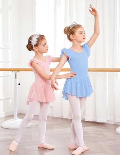 Arshiner Girls Ruffle Sleeve Ballet Leotard Criss-Cross Back Dance