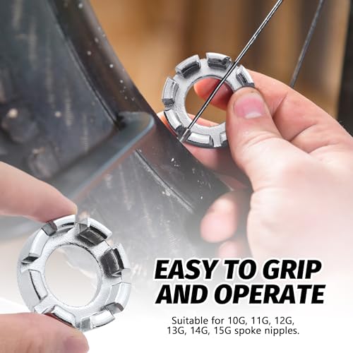 Bicycle Spoke Wrench Set - 6-in-1 Spoke Adjustment Tool for 10-15 Gauge