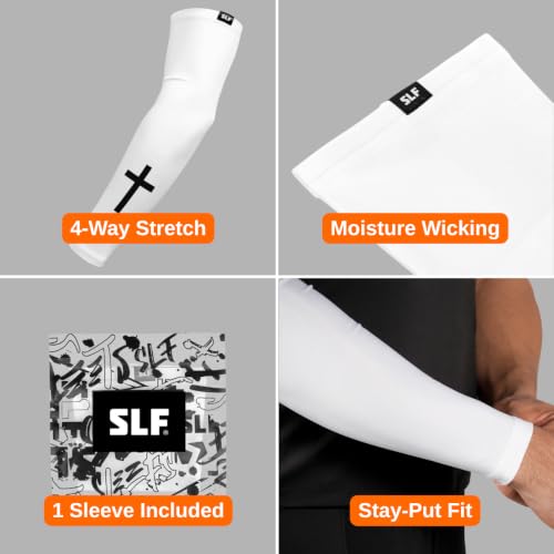 Faith Collection Football Arm Sleeve by SLEEFS - Adult L (Cross White)