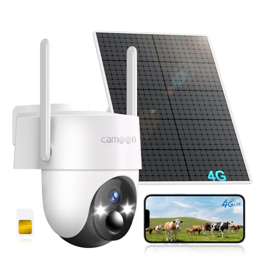4G LTE Cellular Solar Security Camera Wireless Outdoor, No WiFi Security Camera, 360¡Æ View, 2K Night Vision, PIR Detection, 2 Way Audio, Motion Alerts, Built in SIM Card Support Verizon/AT&T/T-Mobile