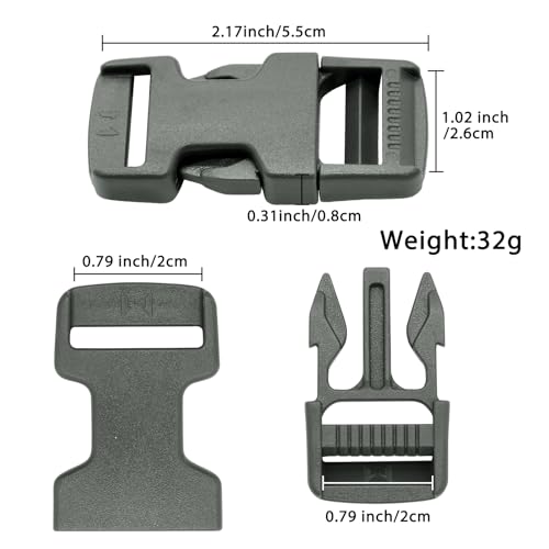 2-Pack 0.79-inch Quick Release Side Buckles for Tactical Backpack Straps