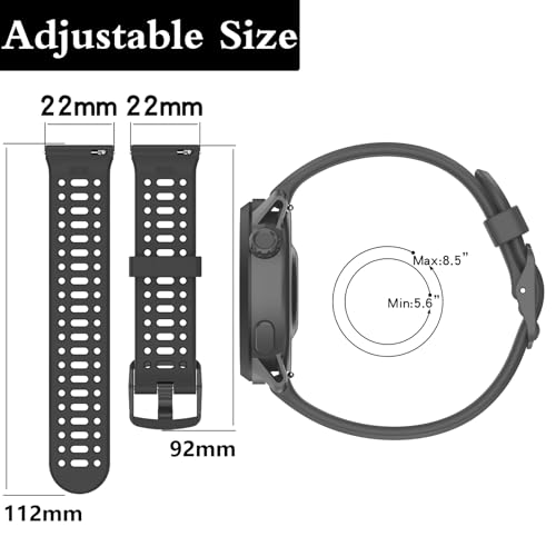 22mm Sport Silicone Bands for COROS PACE 4/3/APEX 2 Pro - Black/Gray