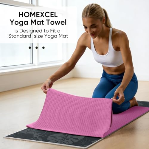 Yoga Mat Towels - Ultra-Absorbent Microfiber, 2 Pack, Blue/Pink