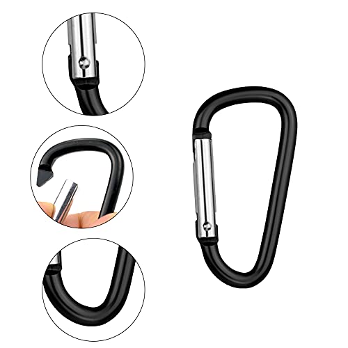 12 Pack Aluminum Carabiners with Keychains - D Ring Snap Hooks